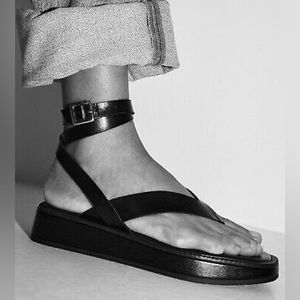 Zara Tied Flat Leather Sandal